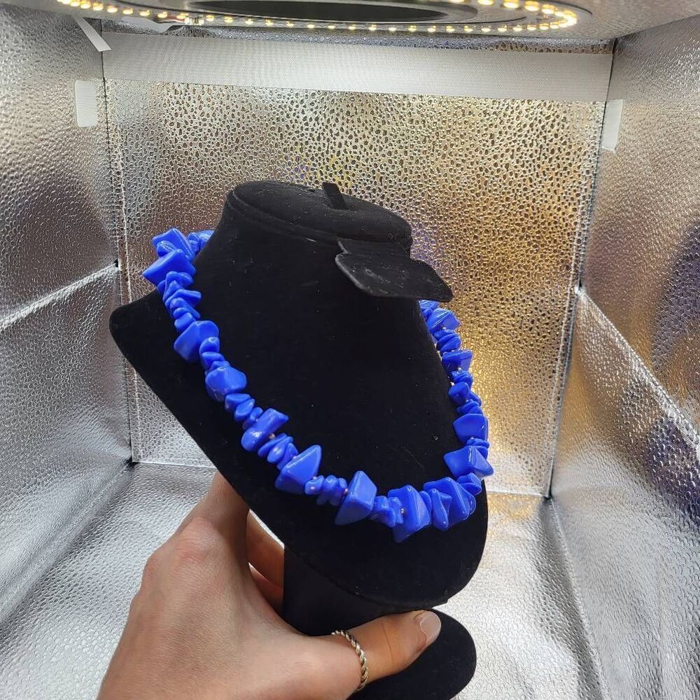Vintage 60s Chunky Cerulean Blue Necklace